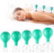 5 Pièces Ventouses Therapeutiques Sets, Massage Visage Cupping Ventouse en Verre Avec Silicone Ventouse Balle, Ventouse Massage, Pot à ventouses en verre véritable, pour Visage ou le Corps (Vert)