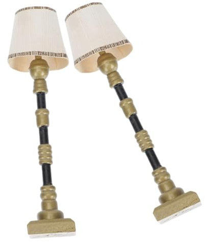 WOONEKY 2stücke Miniatur Stehlampe Modell Dekorative Puppenhaus Bodenlampe Aus Resin Für Miniatur-Dekoration Garten Und Inneneinrichtung Für Foto-Requisiten Und Mini-handwerksliebhaber