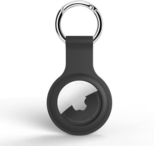 Andwing Silikon Hülle für AirTag, Schutzhülle Kompatibel mit Apple für AirTags Tracker, Keyring Abdeckung Case für Schlüssel, Tasche, und Hund, Schlüsselanhänger für AirTag, für AirTags Hülle Schwarz