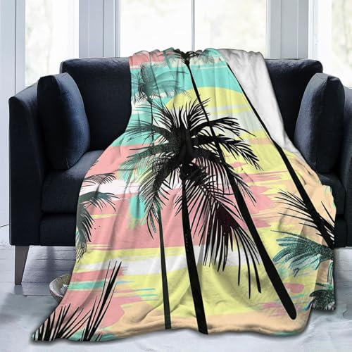 Mexpekil Palmendecke, weiche, gemütliche Überwurfdecke, flauschige Flanell-Fleecedecke für Sofa, Bett, Camping, Reisen, 102 x 76 cm