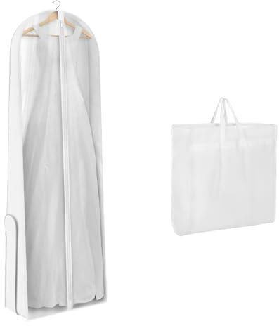 KEEGH Kleidersack Brautkleid, Kleidersäcke Lang 180cm, Kleidersack Brautkleid Faltbar mit reißverschluss, Kleidersäcke für Brautkleid Lang, Brautkleid, Brautkleider (Weiß)