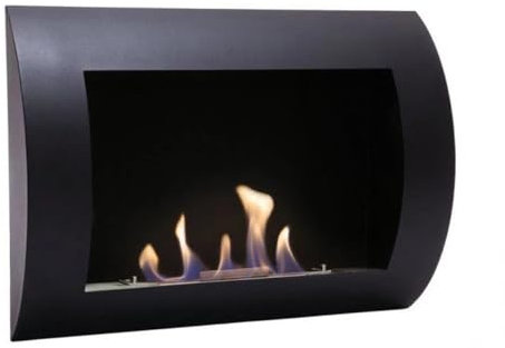 Ocean Ethanol Wandkamin Schwarz, 1,75 kW, 0,7 Liter Brenner, bis zu 2 Stunden Brenndauer