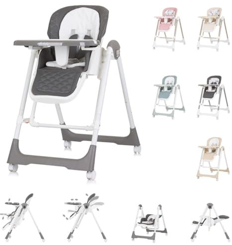 Chipolino seggiolone 2 in 1 Milk Shake, regolabile, altalena per bambini, ruote, colorazione:grigio scuro