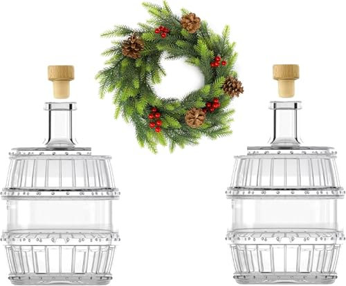 lilawelt24 2x 500ml Flaschen zum befüllen,Schnapsflaschen,Fass, Likörflaschen Geschenkflasche|Weihnachten Flaschen