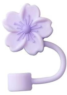 Purple Flower Straw Cover for Stanley 40&30 Oz Cup, 8mm Silicone Straw Covers Cap for Stanley Cup Accessories, Cute Straw Topper for Tumblers, Straw Cap Stopper for Reusable Straws Tip Lids,Straws