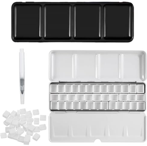 Boîte D'aquarelle, Palettes de Peinture Vide Boîte en Métal, Palette Avec Couvercle, Aquarelle Boîte de Peinture, Boîte Métallique, Boîte de Couleur, Pour Peinture à L'huile Gouache de Voyage, Noir