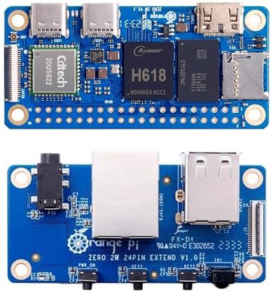 Orange Pi Zero 2 W 1GB 2/4 GB LPDDR4 Allwinner H618 Quad-Core Cortex-A53 Prozessor mit 16 MB SPI Flash, unterstützt 4K Run Android Ubuntu (Zero2W 4G + Erweiterungsplatine)
