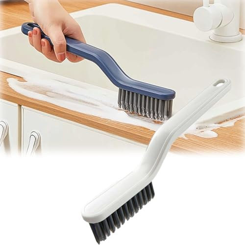 SHANGYU Hartborsten Ecken Reinigungsbürste, 2-in-1 Multifunktionale Fugenreiniger Fugenreinigungsbürste, Stielbürste Schrubber für Haushalt, Bad, Küche, Bodenfliesen (Weiss)