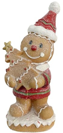 Generisch Lebkuchenmann Figur | Schreibtisch Deko Für Weihnachten - Resin Dekofigur in Lebkuchenmann-Form für Vitrine Schreibtisch Couchtisch Fensterbank Kaminregal