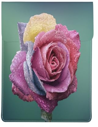 Plante aux pétales de Rose colorés et romantiques,Housse en Cuir synthétique pour Ordinateur Portable, Sacoche pour Ordinateur Portable, Sacoche pour Tablette