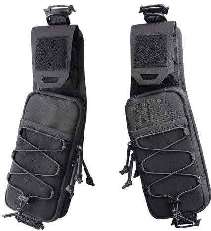 WYNEX Molle Accessori Custodia, Zaino con Tracolla, Tasca Tattica per Telefono Cellulare per Escursionismo, Campeggio e Viaggi, Nero - 2 Pezzi