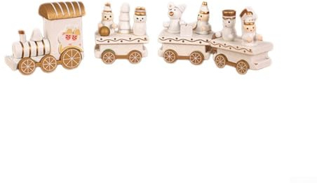 Charmanter Weihnachtszug aus Holz mit 3 Wagen für festliche Einrichtung, Mini-Holzeisenbahn-Set, Weihnachtsbaum, hängende Einrichtung, Urlaub, Holzeisenbahn, Ornament (Whiteyig)