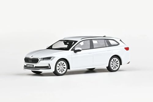 Abrex Skoda Superb IV Combi (2023) 1:43 Diecast Metall Modellauto, detailgetreues Sammlermodell & Spielzeugauto für Kinder und Erwachsene, Miniatur Fahrzeug als Geschenk - Weiße Reinheit