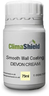 ClimaShield Wall Coating Smooth - Devon Cream, 75ml Sample - Yellow Masonry Paint & Durable Acrylic Paint for Walls to Waterproof & Protect Brick, Render, Cement & Concrete. Lasts up to 15 years