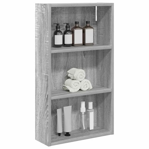 vidaXL Badezimmer-Wandschrank mit Regal Graues Sonoma 40 x 14 x 70 cm, Moderner Badschrank, rechteckiges Regal, funktionale Aufbewahrung, platzsparende Lösung, stilvolles Design