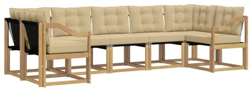 vidaXL Outdoor-Sofagarnitur mit Kissen 7 pcs Weiß und Beige, Moderne Gartenlounge, robuster Sofa, eleganter Patio, stylische Möbel für gemütliches Sitzen im Freien