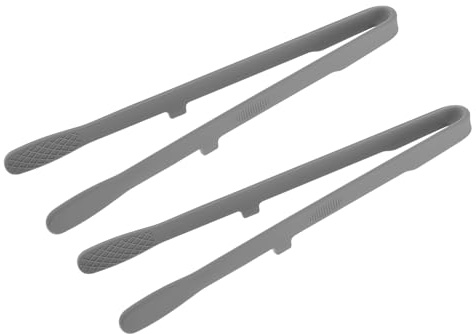 sourcing map Lot de 2 pinces en silicone résistantes à la chaleur de 265 mm de long pour griller, barbecue, casserole chaude, camping, service de salade, cuisson du pain, gris