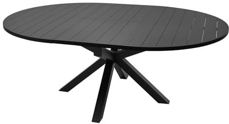MAT-COMPANY Gartentisch ausziehbar 145-200 x 145 x 76 cm Aluminium Schwarz für 6 oder 8 Personen Terrasse Patio