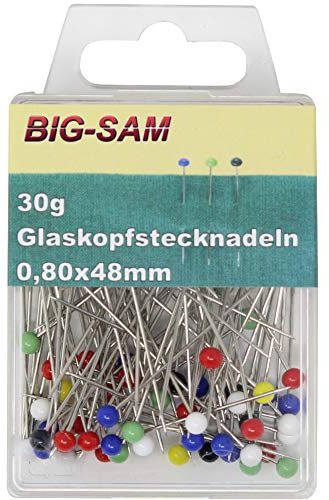 BIG-SAM - Glaskopfstecknadeln | 20322 | Verschiedene Längen, Stärken und Inhalte (0,80 x 48 mm)
