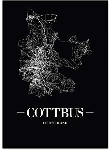 JUNIWORDS Stadtposter - Wähle Deine Stadt - Cottbus - 30 x 40 cm Poster - Schrift A - Schwarz