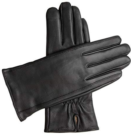 Downholme Touchscreen-Lederhandschuhe mit Innenfutter aus Kaschmir für Damen (Schwarz, XS)