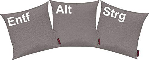 Shirtinstyle Kissenhüllen Set 3 Stück für Auserwählte! Sofakissen Motiv ALT, STRG und ENTF, Farbe grau Uni