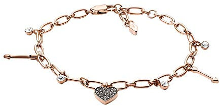 Fossil JF03290791 Damen Armband Pfeil Herz Bicolor Rose Weiß Zirkonia 19,5 cm