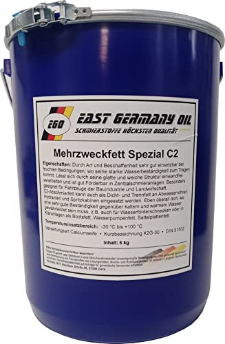 East Germany Oil Mehrzweckfett Spezial C2, 5 kg Eimer, Schmierfett, Maschinen-Schmierfett, Allround-Maschinengebrauch, Korrosionsschutz, 5000 Gramm