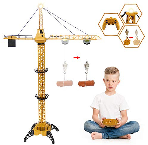 Mini Tudou RC Crane Toy,50.4 inch Tall 2.4GHz Remote Control Robotic Excavator,Educational Construction Vehicles Toy for Ages 6,7,8,9 Boys or Girls