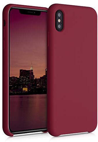 kwmobile Carcasa Compatible con Apple iPhone XS MAX Funda - Case TPU y Silicona antigolpes - Apto Carga inalámbrica - Rojo lacre