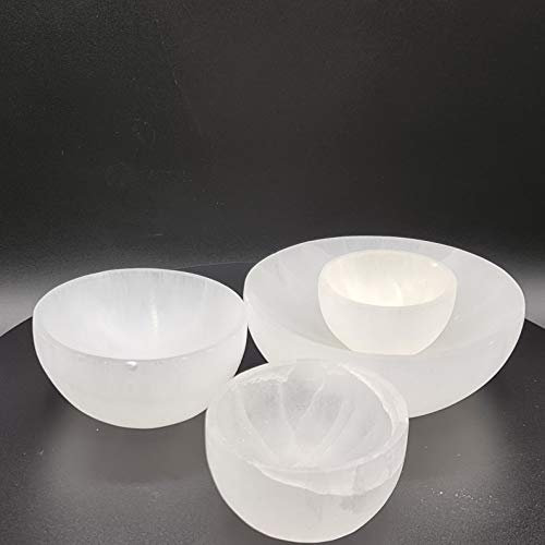 Heimtex Cuenco de cristal de selenita, cuenco redondo de cristal de selenita para decoración de habitación y accesorios decorativos para el hogar (14 cm)