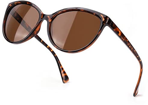 TJUTR Retro Polarised Sunglasses Womens Fashion Cat Eyees Ladies Anti-Glare Driving Shades with UV Protection (Tortoise Frame/Brown Polarized Lens)