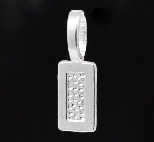 Julz Beads 10 Rectangle Glue On Bails - Silver Plated - 21mm x 7mm - J11425