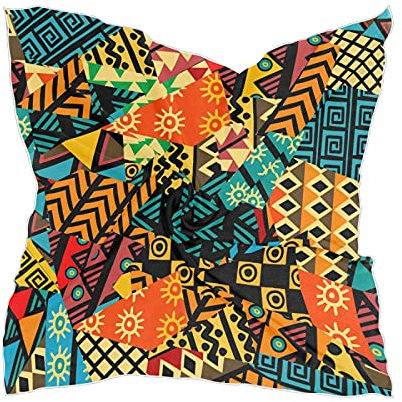 linomo Damen Chiffon Seide Schal Afrika Afrikanisches ethnisch Stammes Quadrat Schal Wickel Seidenschal