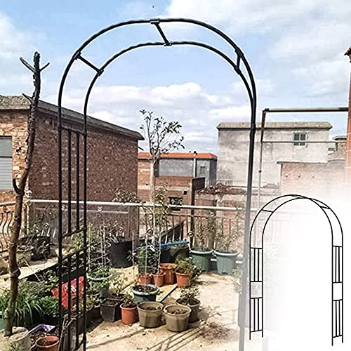 YYHJ Rosenbogen,Torbogen Metall,Rosen Garten Pflanze Weintrauben Rankhilfe Rankgitter Spalier,für Kletterpflanzen wetterfest Gartendekoration,240 cm hoch,Schwarz