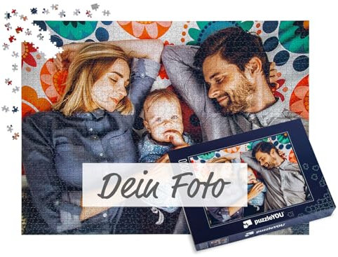 puzzleYOU Fotopuzzle selbst gestalten - Fotopuzzle 2000 Teile, Schachtel-Design Blau - Puzzle mit eigenem Bild erstellen - 2000 Teile Puzzle individuell Bedrucken