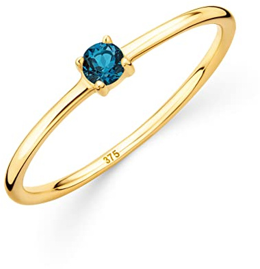 Orovi Damen Goldschmuck, Verlobungsring mit Amethyst/Saphir/Rubin/Smaragd/Topas Gold Ring mit Solitaire Edelstein Geburtsstein violett, 9 Karat (375) Gelbgold/Weißgold