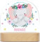 GRAVURZEILE Personalisiertes LED Nachtlicht für Kinder - Blumenkranz - Personalisiert mit Namen - Nachttischlampe für das Kinderzimmer - Geschenk für Kinder & Babys - Baby Geschenk - Elefant Blume