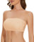 WOWENY Reggiseno Senza Spalline Bandeau Top Invisibile Pizzo Fascia Imbottito Beige M