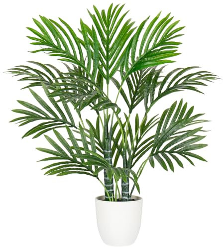 Kunstpflanze Palme Künstliche Pflanzen Kunstpalme Kunstbaum Groß Tropische Aesthetic Deko für Wohnzimmer Schlafzimmer Büro Haus (Grün, 58CM)