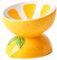 fanquare Yellow Lemon Ceramic Cat Bowls, Tilted Elevated Dog Food Bowl, Porcelain Raised Pet Bowl for Adult Kitten Puppy, 180ml