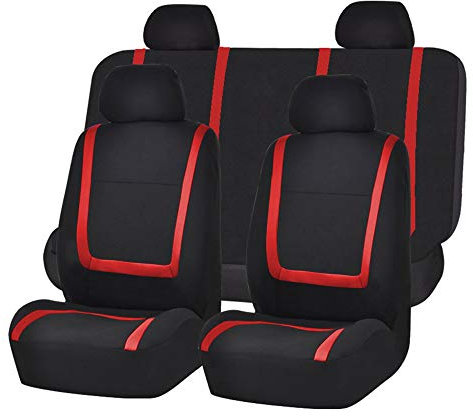 YUEGOO Sitzbezüge Auto Schonbezüge Komplettset für Seat MII 2011-2021, Autositzbezüge Set für Vordersitze und Rückbank, Atmungsaktiv Polyesternetz,C-RED