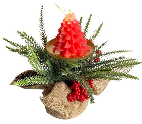 Weihnachtlicher Tischdekorations-Kerzenhalter, Weihnachtskerzenhalter, rote Früchte-Kerzenständer-Ornamente, Weihnachtsbaum-Atmosphärenkerze für Tischparty-Dekoration