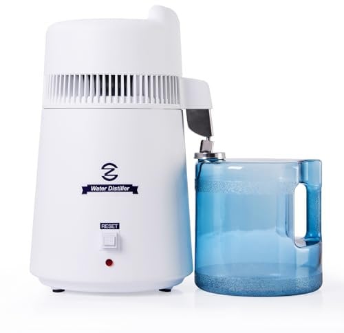 CO-Z Countertop Water Distiller, 6L Distilled Water Maker for Drinking Water Purification, 900W Portable Water Purifier Machine Home Office Travel, White