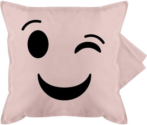 Kissenbezug - & Fasching - Kissen - Zwinker Emoticon Karneval - 50 x 50 cm - Hellrosa - emoticon-kissen fasching- smile carnevale karnevals faschings carnival karneva fasnets karnelval jeck
