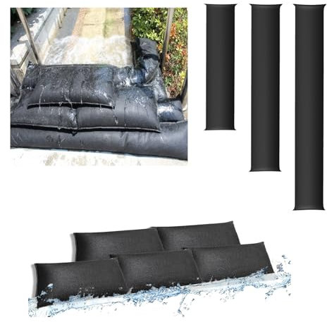 Estresen 4 piezas Sacos Absorbentes de Agua, Barrera contra Inundaciones Barrera Anti Inundación Protección contra inundaciones para puerta de Garaje Sótano contra Lluvia intensa 90x20cm