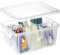 Greentainer 16L Plastic Storage Bins with Lids - 1 Pack Art Craft Supply Organizer Box with Brush Pot for Kids, Stackable Clear Pen Container for Toy/Sewing/Comestic/Tool/Playdoh