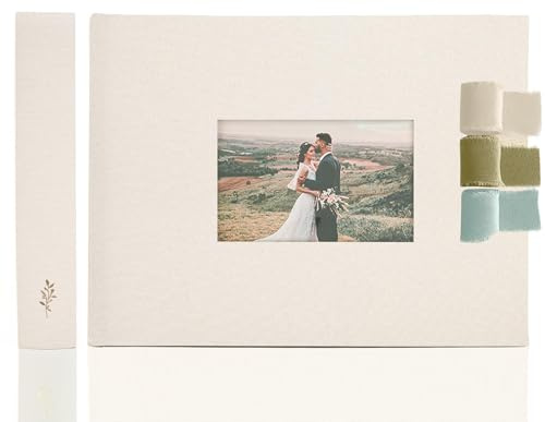Premium Scrapbook Album mit Fenster und Platz zum Schreiben - 60 Seiten für 200 Fotos in verschiedenen Größen - Hochzeit, Baby, Reisen & Familienerinnerungen - 29,0 cm x 21,8 cm - Haferflocken