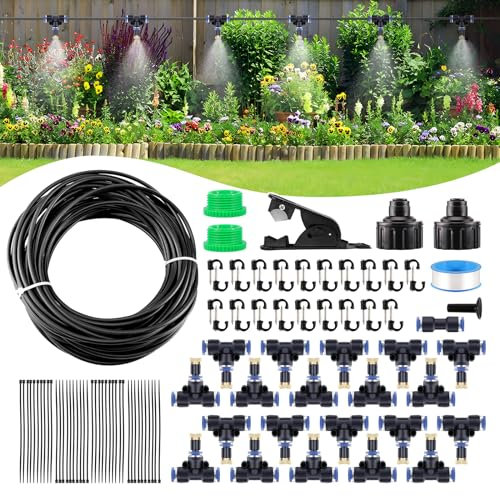 Nebulizador Terraza Exterior, Sistema de Refrigeración por Nebulización Exterior Kit de Riego Sistema de Nebulización Kit de Tubería Nebulizador Exterior para Jardín Sombrilla Invernadero Piscina.