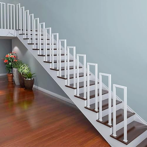 Treppengeländer Innen Metall Handlauf Geländer für Treppen, Handlauf U Förmig, U Form Treppenhandlauf Geländer Garten, Innen und Außen, Balkon, Brüstung, Deck (Weiß-Vertikale Installation, 90cm)